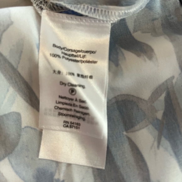 DKNY Floral Blue and White Belted Sleeveless Dress Women’s Size 2 - Picture 11 of 14